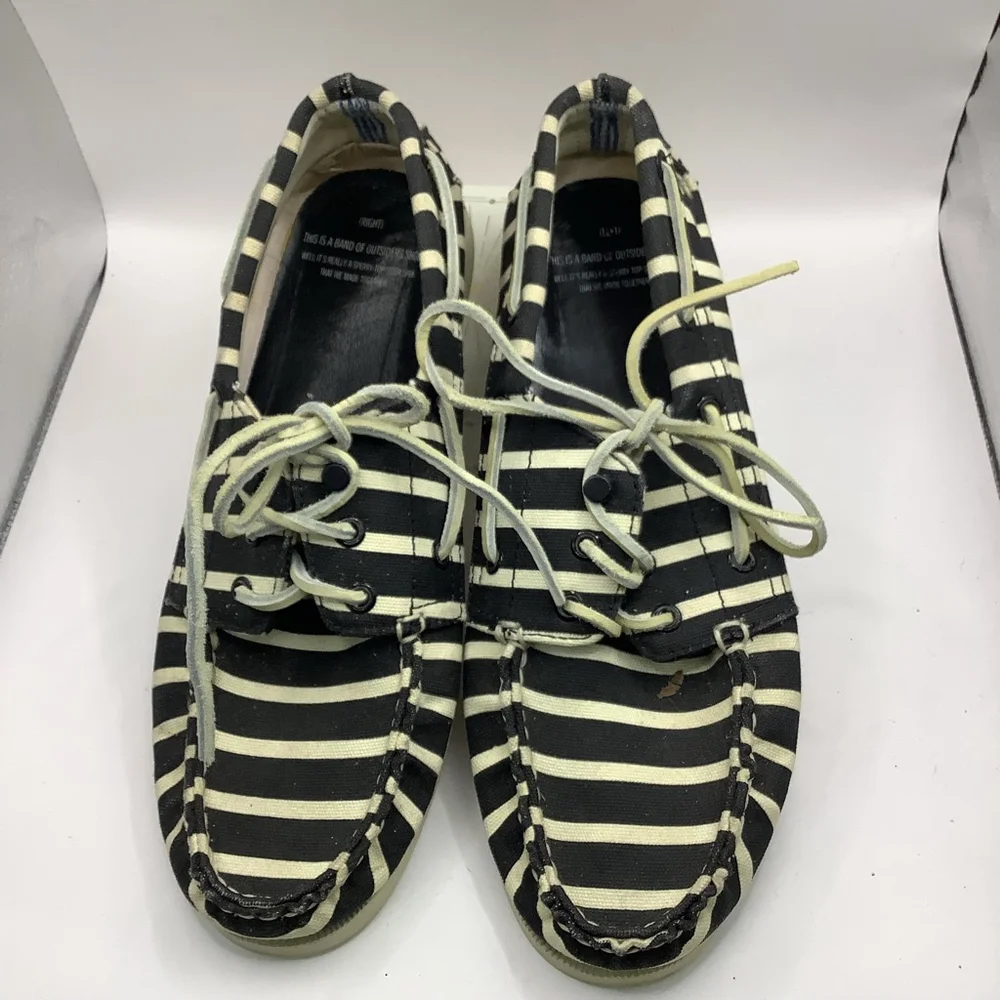 Men's Sperry Top-Sider Boat Shoes Size 10 Black White Striped